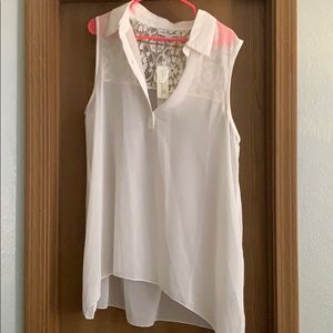 NWT Lace sleeveless sheer tunic